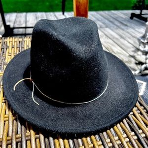 Eugenia Kim fedora wool hat in black with dainty chain